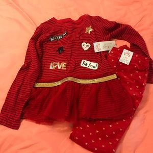 GARANIMALS SET pants/long sleeve velvet red holidays SIZE 7